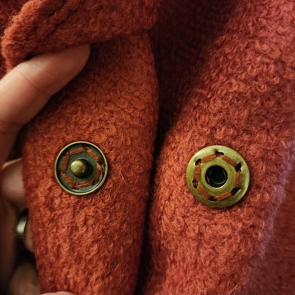 Apt 9 Wool Blend Rust Pea Coat Faux Fur Trim Women's 1X Plus Size Elegant EUC - Picture 9 of 16